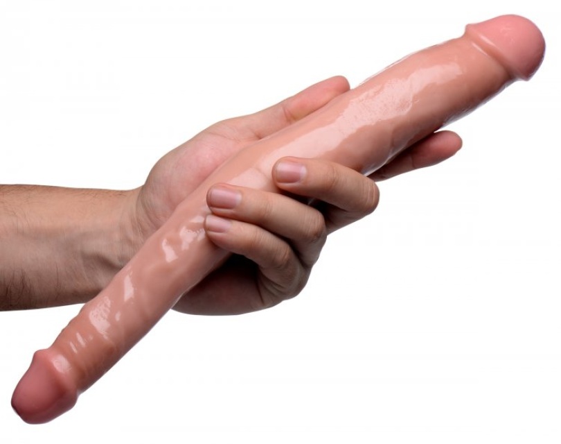 SexFlesh Realistic 13 inch Double Dong Sex Flesh Big White Cock BWC Dildo Life Like FREE USA SHIPPING AF204-Small pic